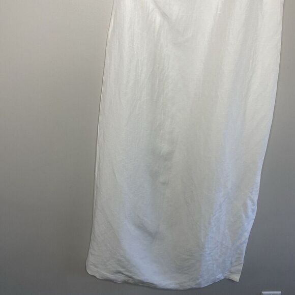 MADEWELL Midi Dress Women 2 One-Shoulder Sleeveless NEW Ivory Linen Blend NQ624 - Picture 6 of 14